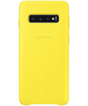 Samsung Galaxy S10 Leather Cover Geel Hoesjes