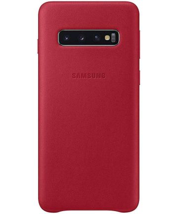 Samsung Galaxy S10 Leather Cover Rood Hoesjes