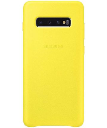 Samsung Galaxy S10 Plus Leather Cover Geel Hoesjes