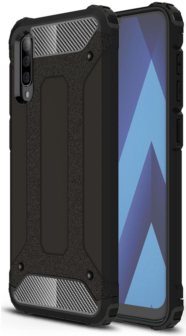mate Telemacos Elementair Samsung Galaxy A50 Hoesje Shock Proof Hybride Back Cover Zwart | GSMpunt.nl