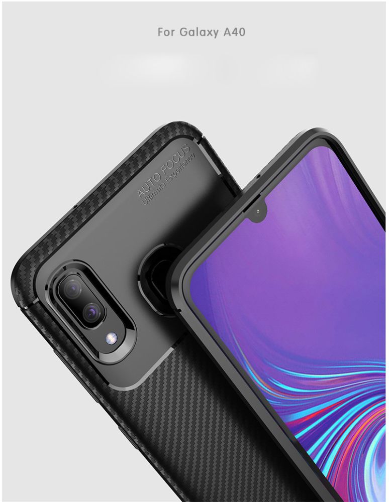Samsung Galaxy A40 Siliconen Carbon Hoesje Zwart afbeelding 11