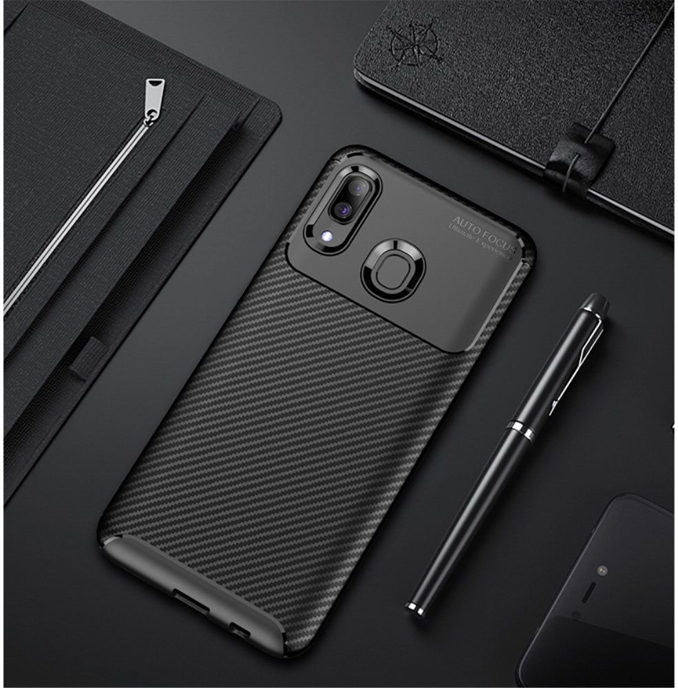 Samsung Galaxy A40 Siliconen Carbon Hoesje Zwart afbeelding 14