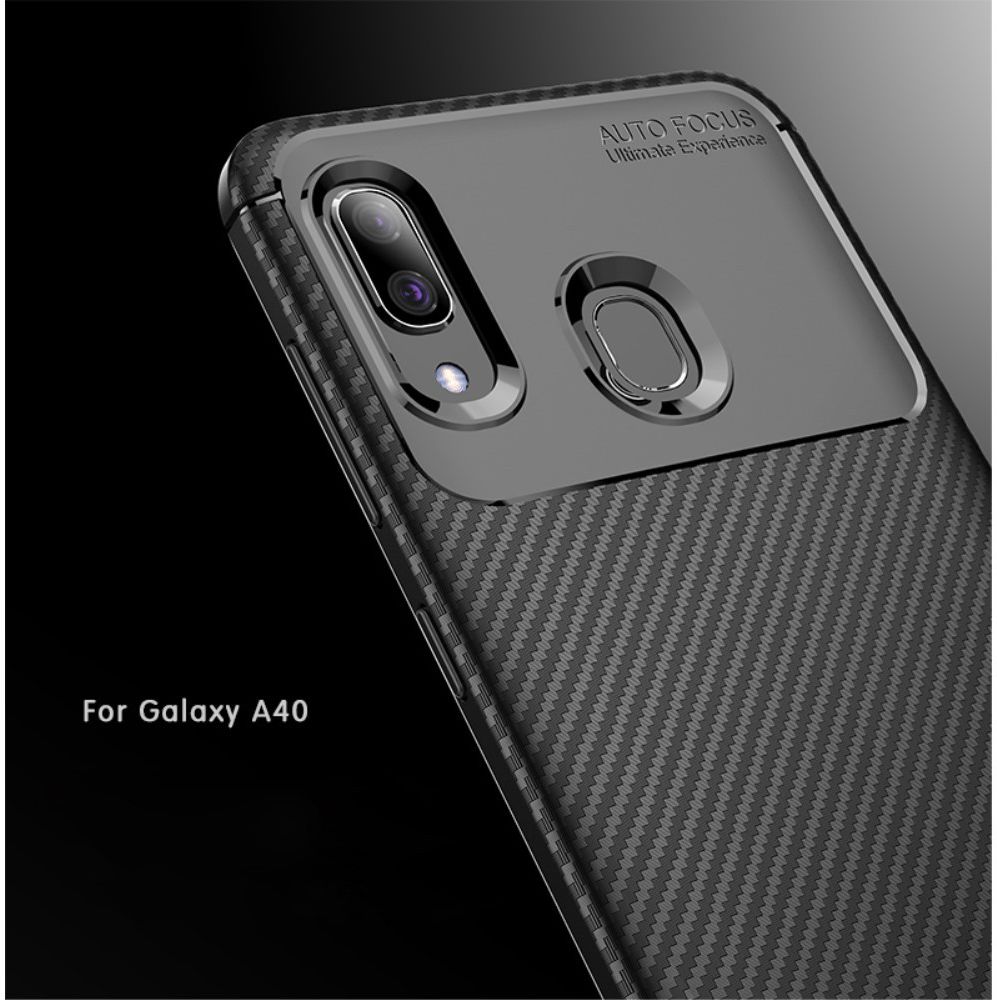 Samsung Galaxy A40 Siliconen Carbon Hoesje Zwart afbeelding 16
