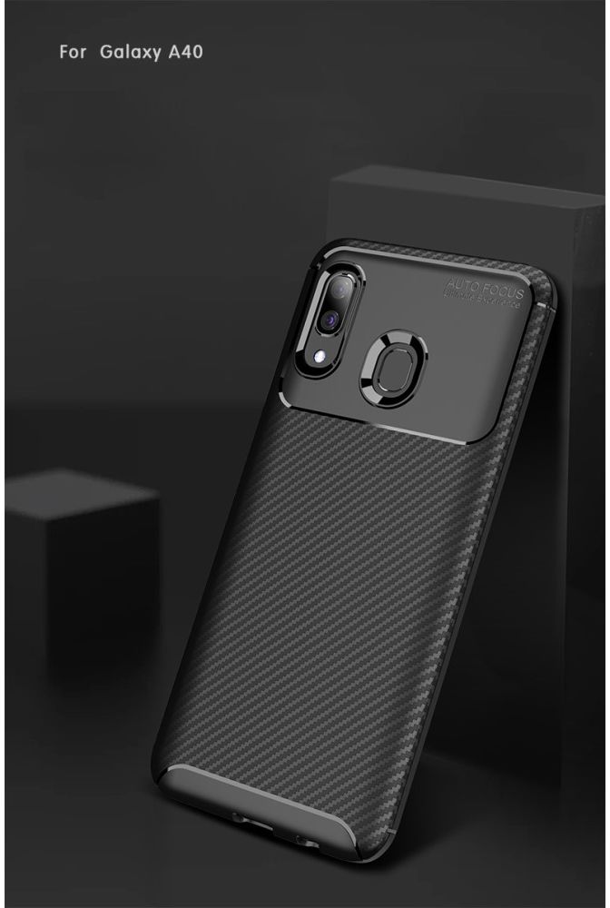 Samsung Galaxy A40 Siliconen Carbon Hoesje Zwart afbeelding 6