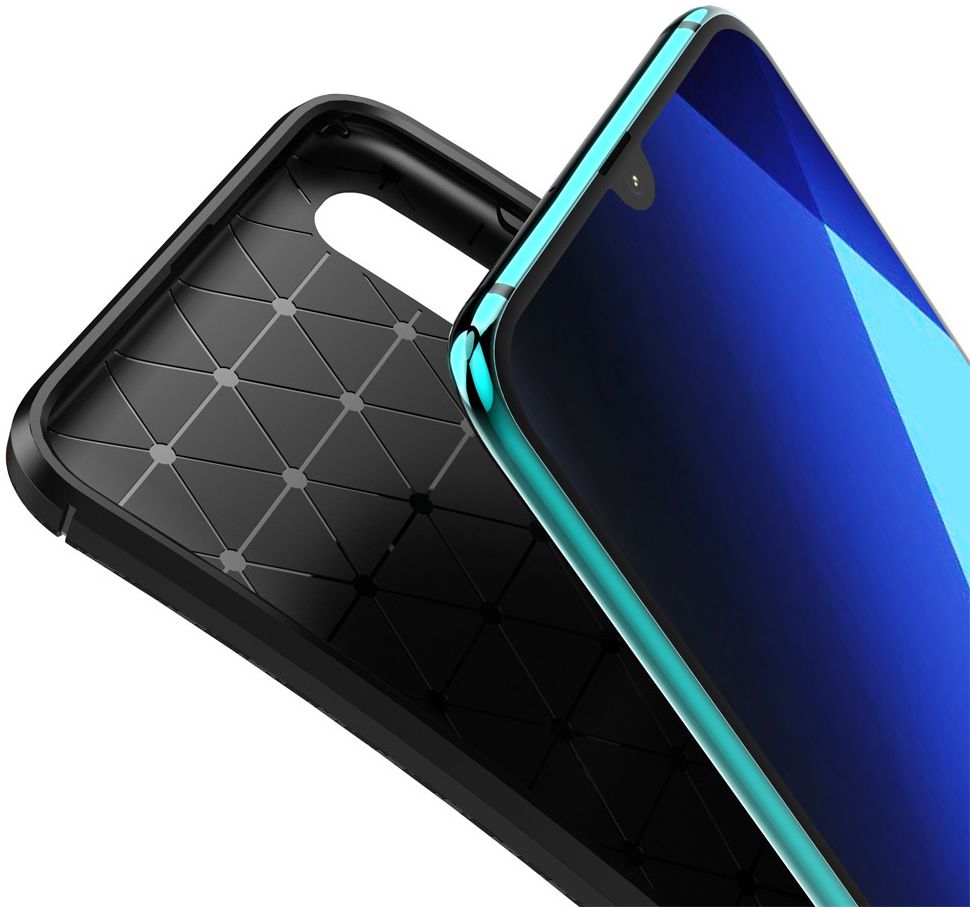 Samsung Galaxy A50 Hoesje Geborsteld Carbon Zwart afbeelding 2