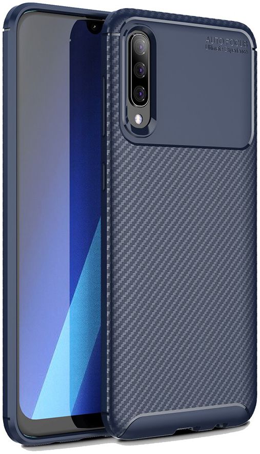 Samsung Galaxy A50 Hoesje Geborsteld Carbon Blauw afbeelding 1