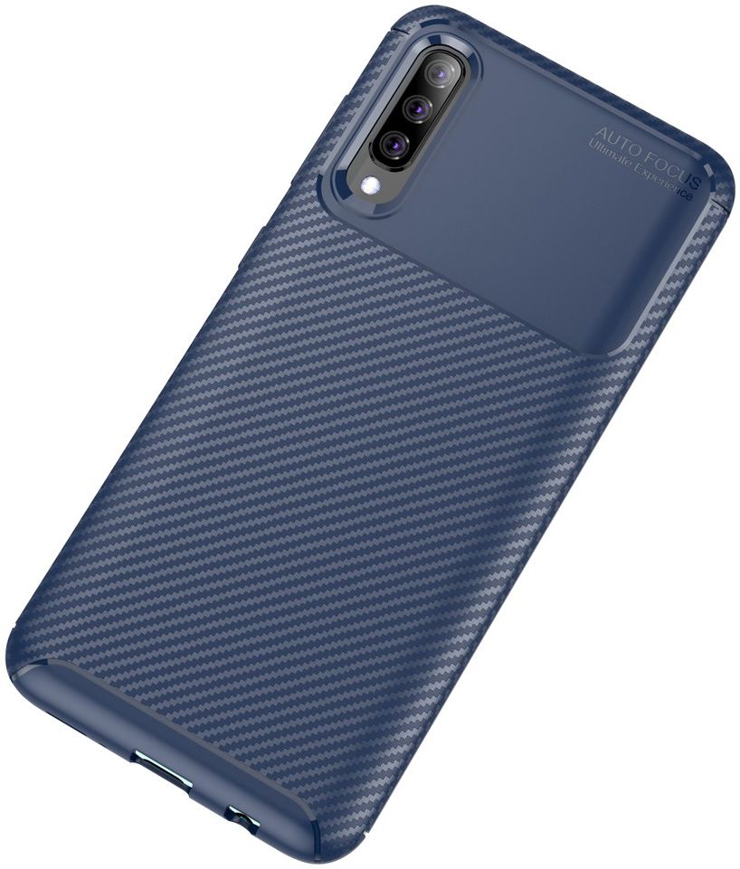 Samsung Galaxy A50 Hoesje Geborsteld Carbon Blauw afbeelding 2