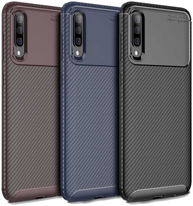 Samsung Galaxy A50 Hoesje Geborsteld Carbon Blauw afbeelding 9