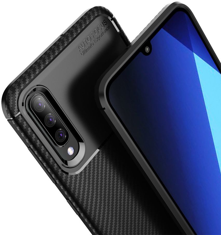 Samsung Galaxy A50 Hoesje Geborsteld Carbon Blauw afbeelding 4