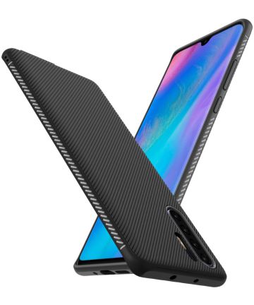 Huawei P30 Pro Twill Slim Texture Back Cover Zwart Hoesjes