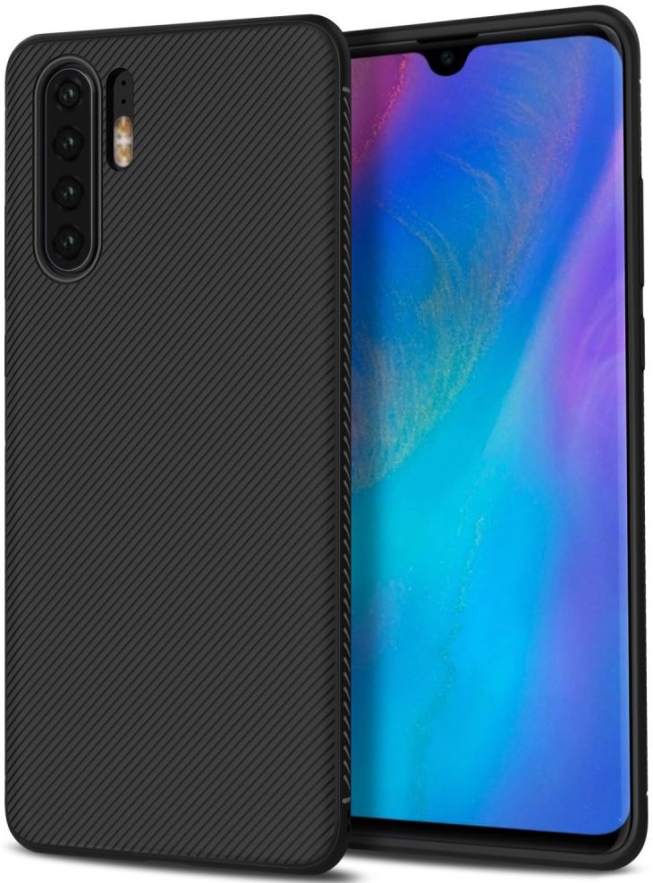 Huawei P30 Pro Twill Slim Texture Back Cover Zwart afbeelding 2