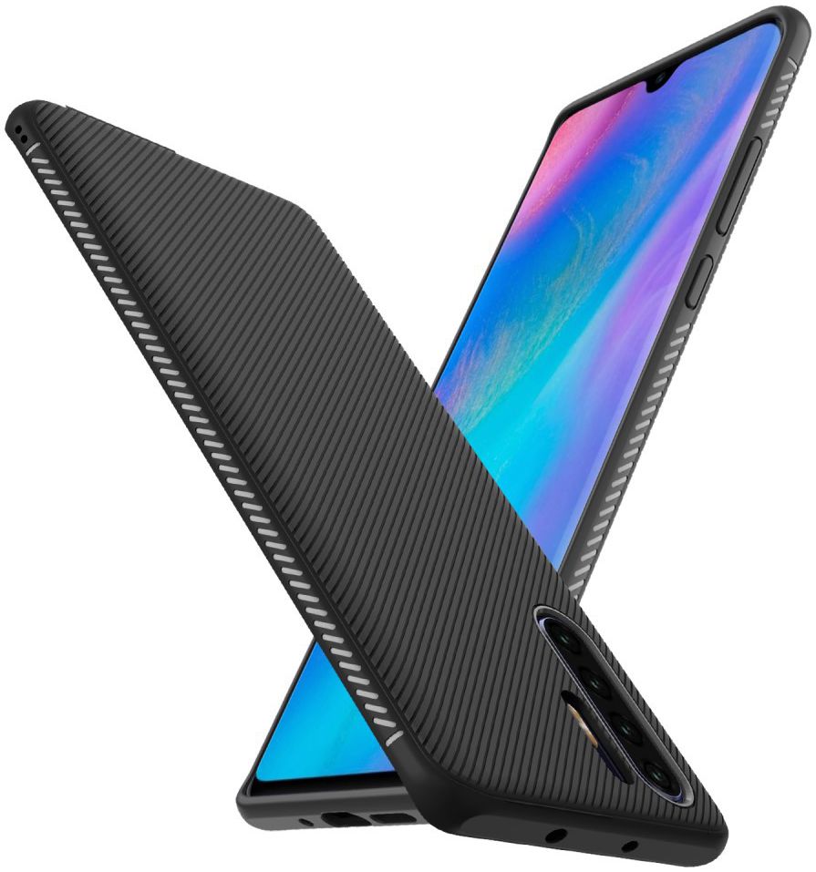 Huawei P30 Pro Twill Slim Texture Back Cover Zwart afbeelding 1