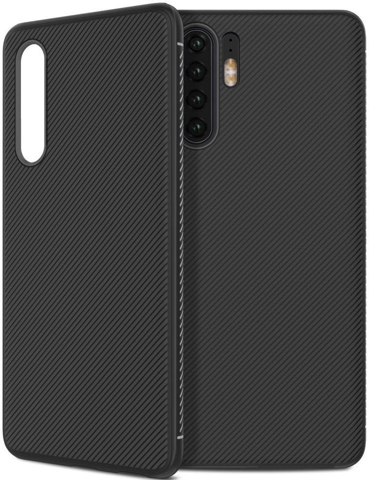 Huawei P30 Pro Twill Slim Texture Back Cover Zwart afbeelding 4