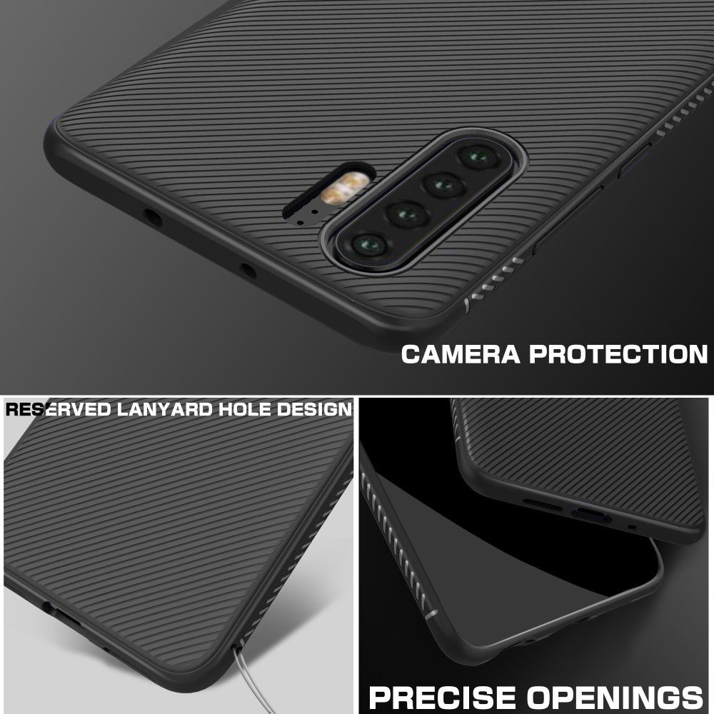 Huawei P30 Pro Twill Slim Texture Back Cover Zwart afbeelding 8