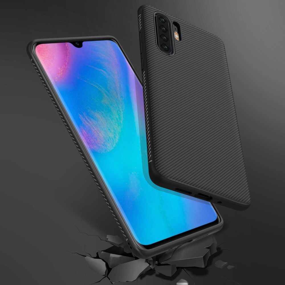 Huawei P30 Pro Twill Slim Texture Back Cover Zwart afbeelding 10