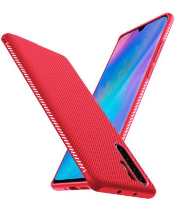 Huawei P30 Pro Twill Slim Texture Back Cover Rood Hoesjes