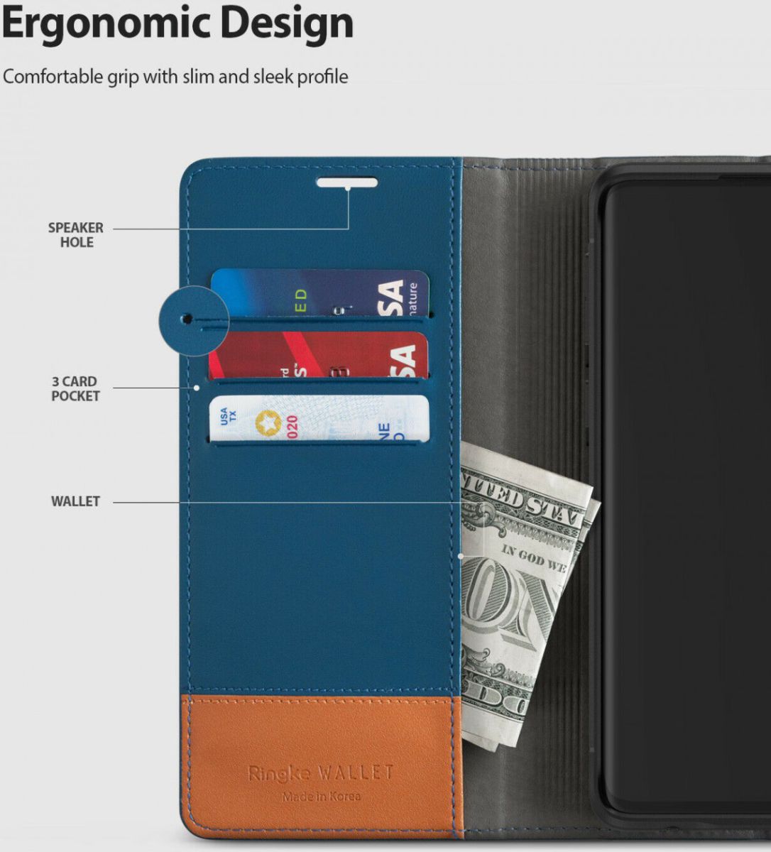 Ringke Wallet Samsung Galaxy S10 Book Case Blauw afbeelding 8