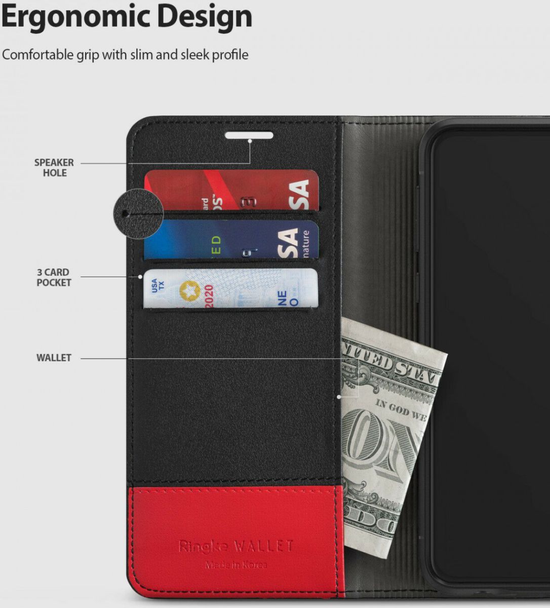 Ringke Wallet Samsung Galaxy S10 Plus Book Case Zwart afbeelding 3