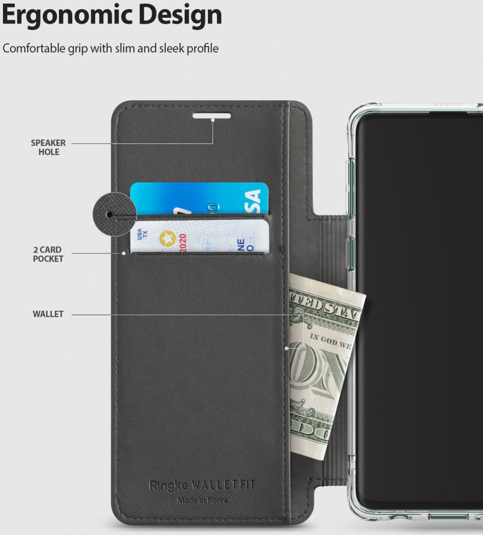 Ringke Wallet Fit Samsung Galaxy S10 Plus Book Case Grijs afbeelding 7