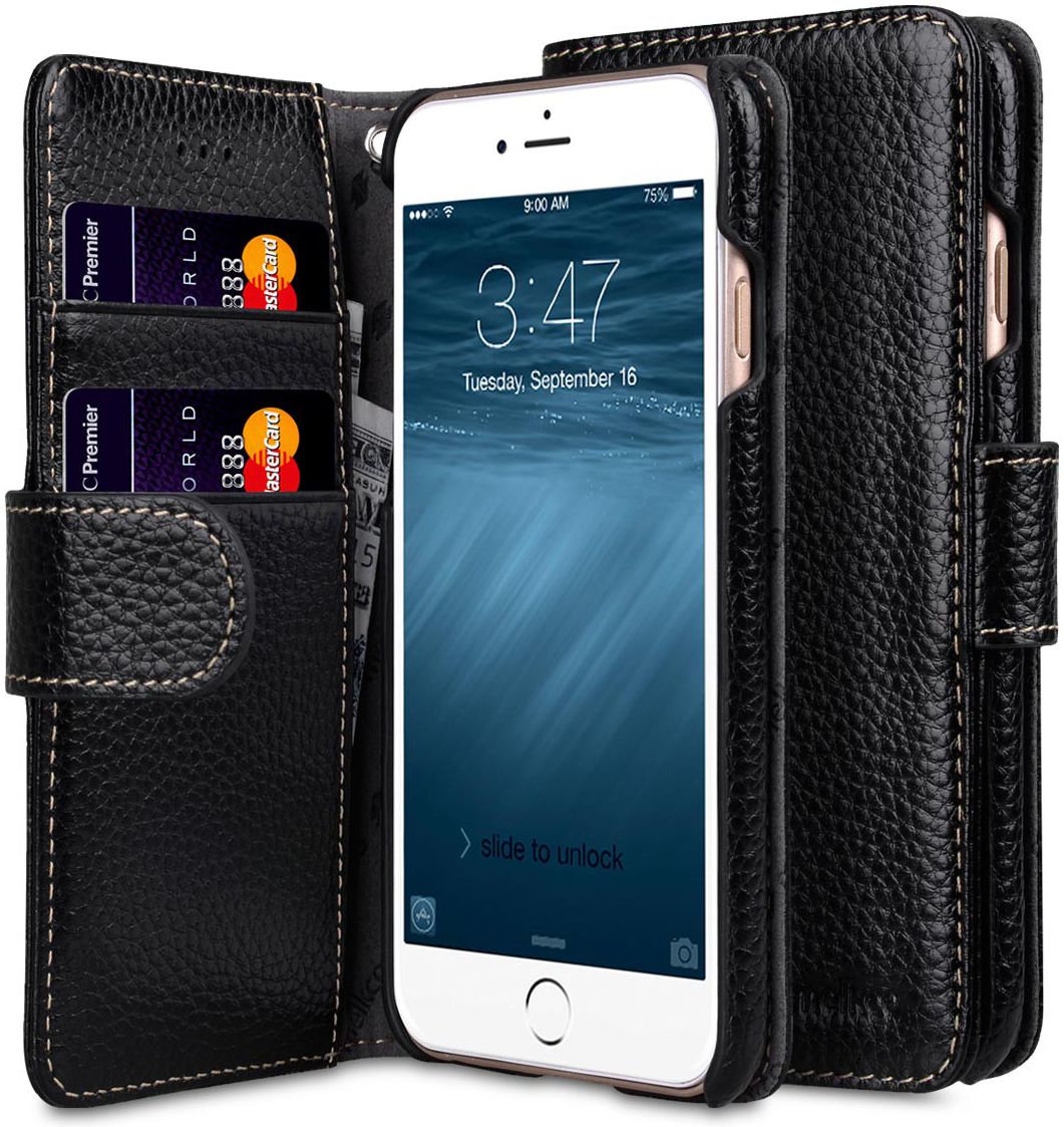 Melkco Apple iPhone 7 / 8 Book Case Echt Leer Zwart afbeelding 1