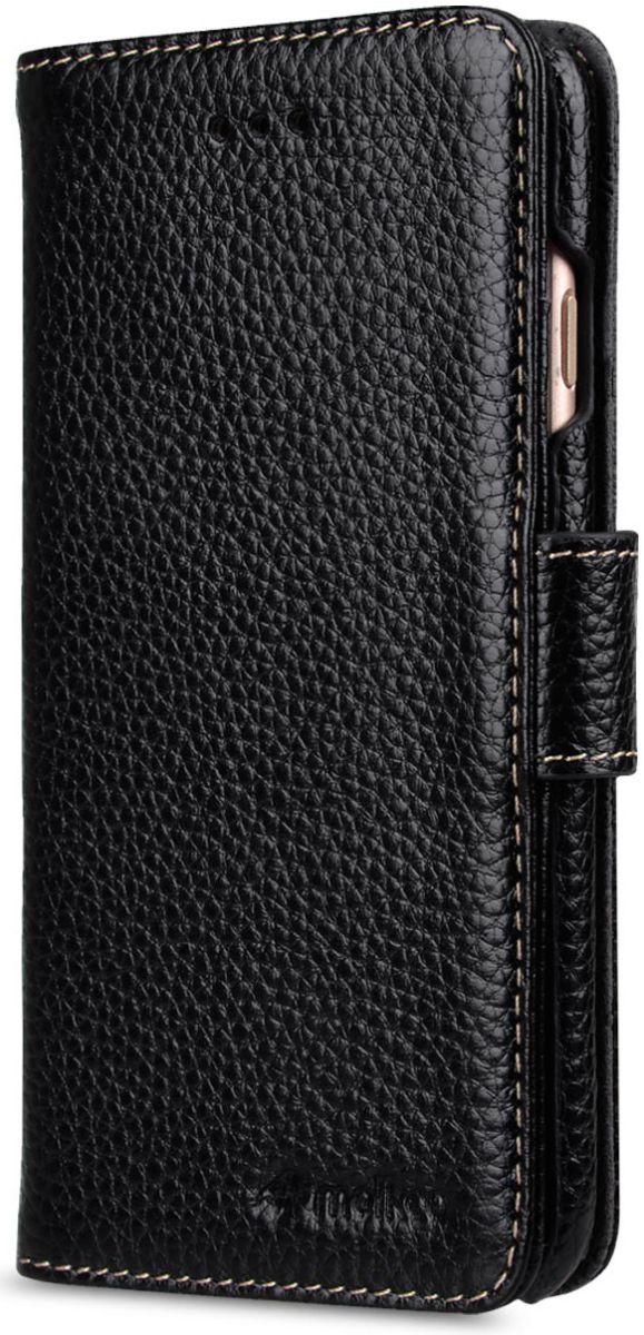 Melkco Apple iPhone 7 / 8 Book Case Echt Leer Zwart afbeelding 3