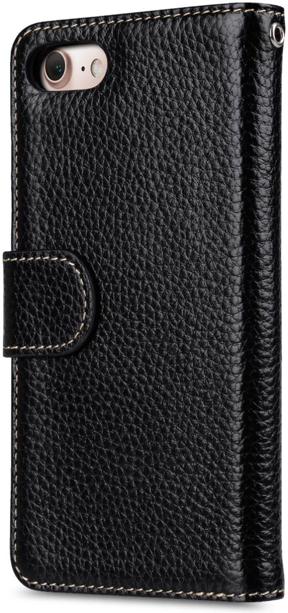 Melkco Apple iPhone 7 / 8 Book Case Echt Leer Zwart afbeelding 4