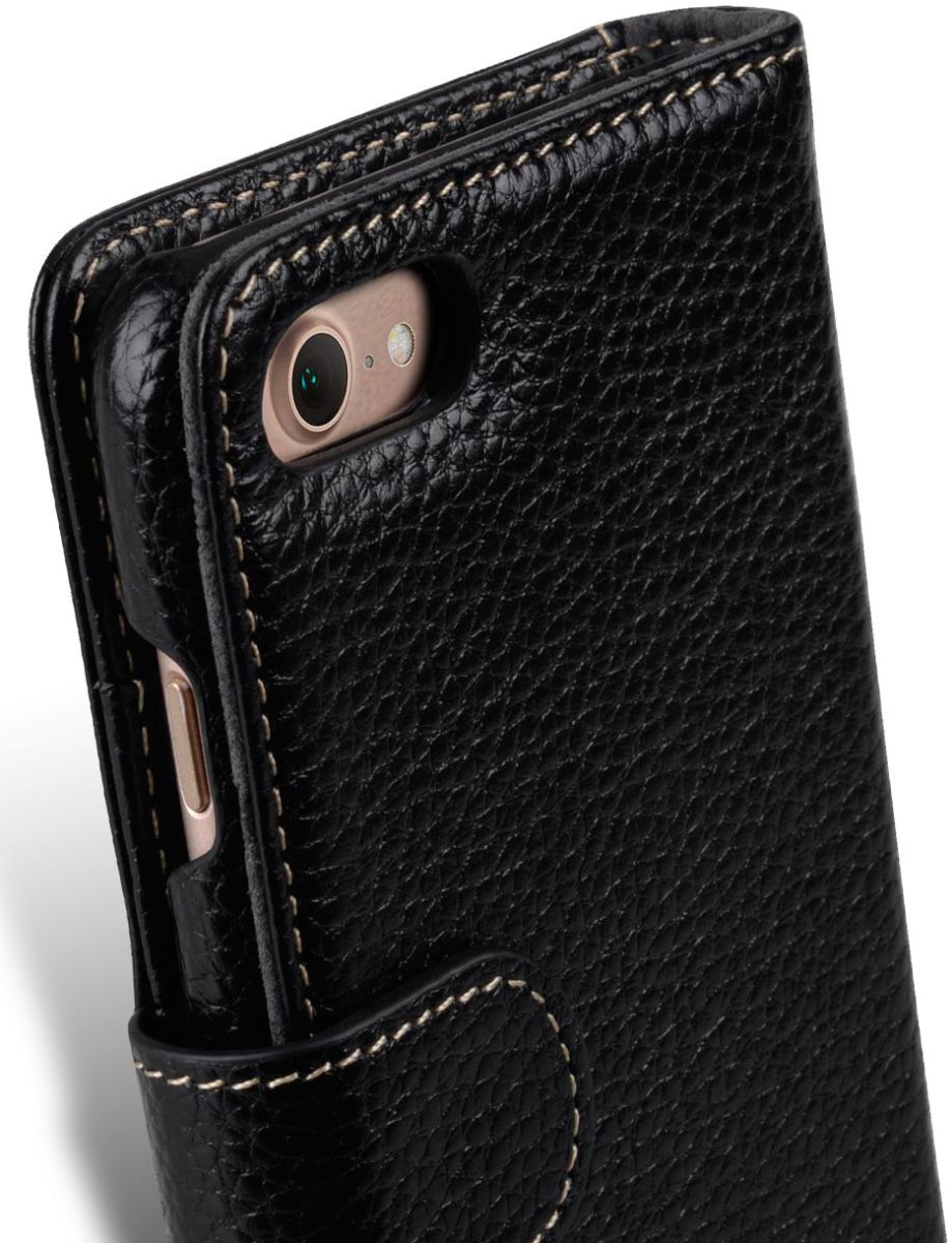 Melkco Apple iPhone 7 / 8 Book Case Echt Leer Zwart afbeelding 5