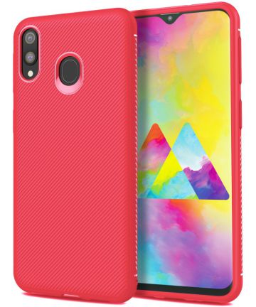 Samsung Galaxy M20 Power Twill Slim Texture Back Cover Rood Hoesjes