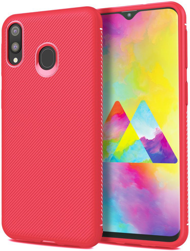 Samsung Galaxy M20 Power Twill Slim Texture Back Cover Rood afbeelding 1