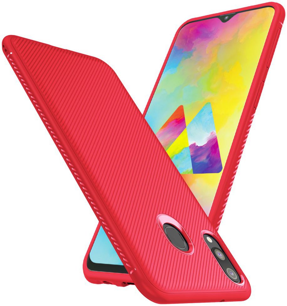 Samsung Galaxy M20 Power Twill Slim Texture Back Cover Rood afbeelding 2
