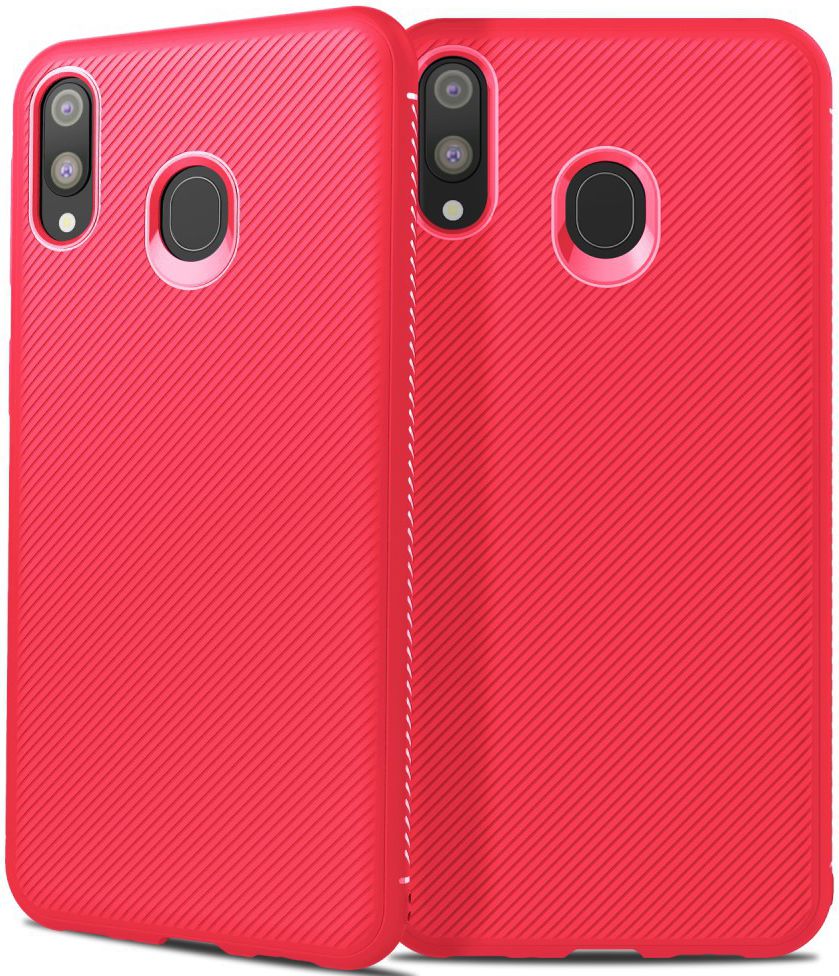 Samsung Galaxy M20 Power Twill Slim Texture Back Cover Rood afbeelding 3