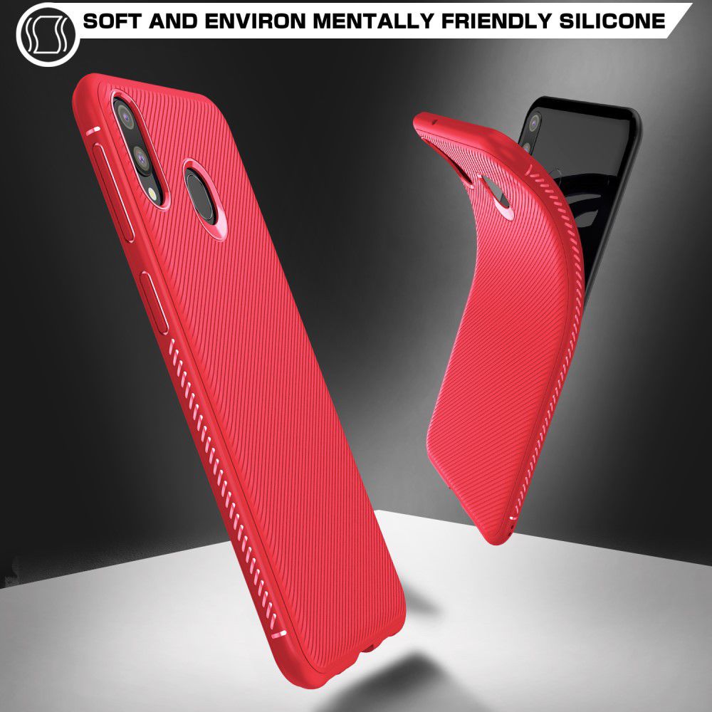 Samsung Galaxy M20 Power Twill Slim Texture Back Cover Rood afbeelding 6