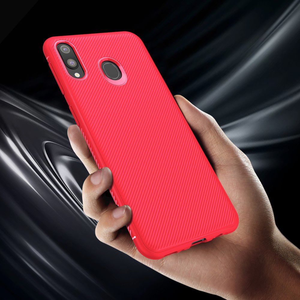 Samsung Galaxy M20 Power Twill Slim Texture Back Cover Rood afbeelding 8
