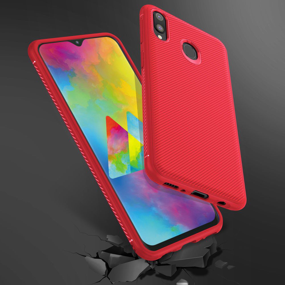 Samsung Galaxy M20 Power Twill Slim Texture Back Cover Rood afbeelding 9