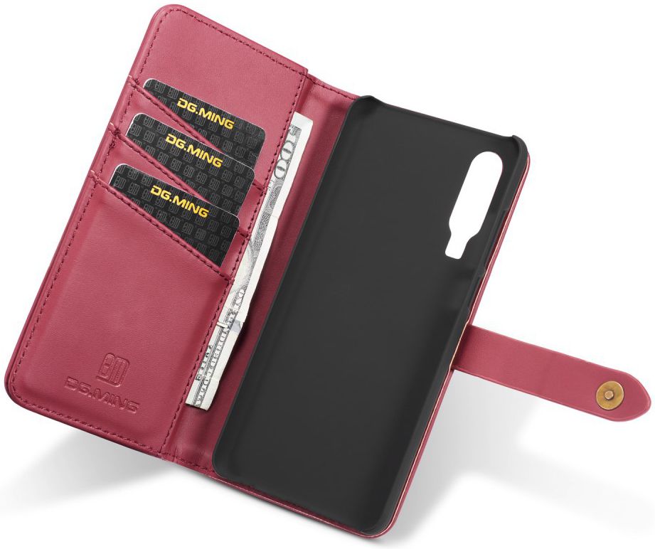 Huawei P30 Leren 2-in-1 Bookcase en Back Cover Hoesje Rood afbeelding 2