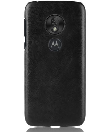 Motorola Moto G7 Play Back Cover met Lederen Coating Zwart Hoesjes