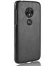 Motorola Moto G7 Play Back Cover met Lederen Coating Zwart