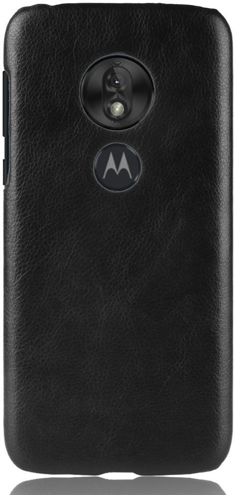 Motorola Moto G7 Play Back Cover met Lederen Coating Zwart afbeelding 1