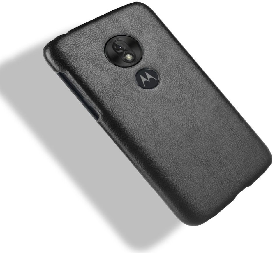 Motorola Moto G7 Play Back Cover met Lederen Coating Zwart afbeelding 3