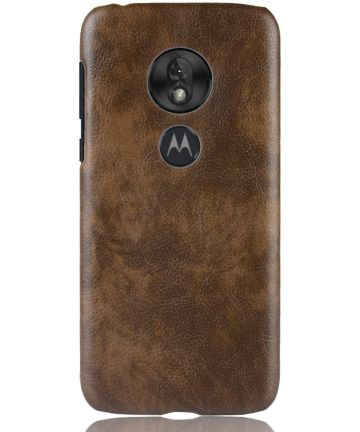 Motorola Moto G7 Play Back Cover met Lederen Coating Bruin Hoesjes