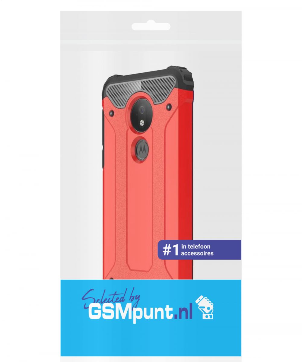Motorola Moto G7 Power Hybride Hoesje Rood afbeelding 2