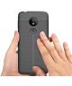 Motorola Moto G7 Power Hoesje met Leren Textuur Zwart