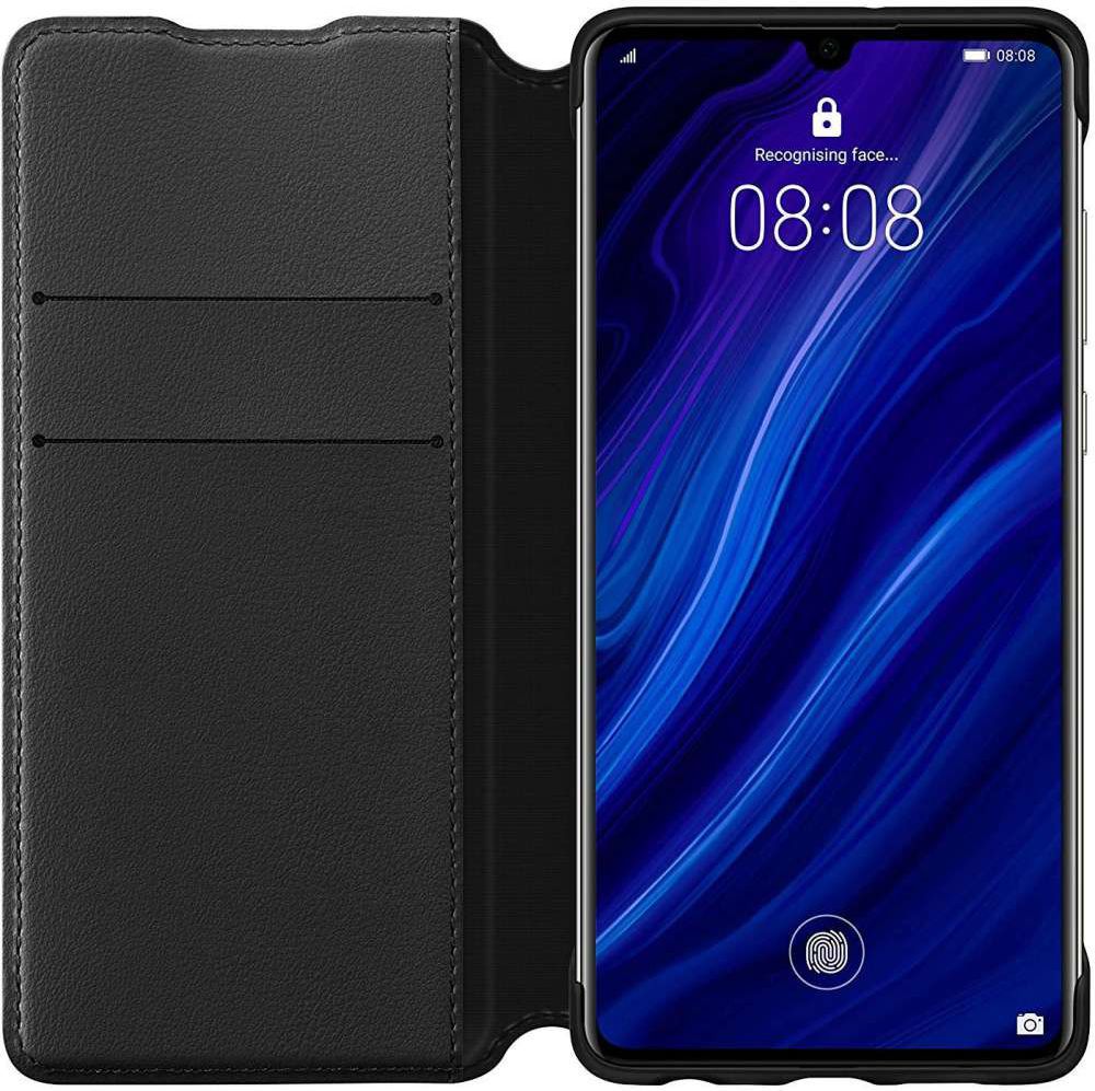 Originele Huawei P30 Wallet Flip Hoesje Zwart afbeelding 1