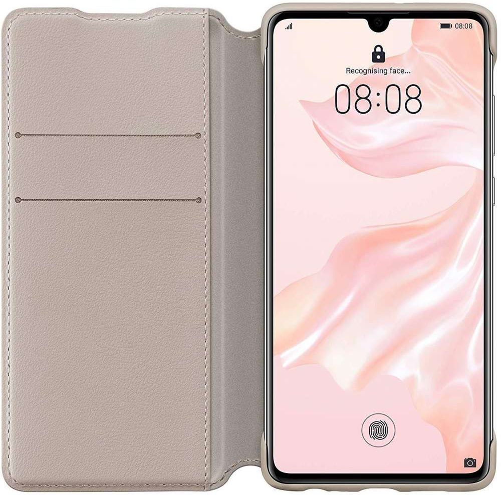 Originele Huawei P30 Wallet Flip Hoesje Khaki afbeelding 1