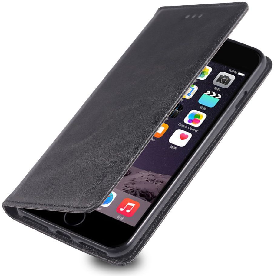 Apple iPhone SE (2020) Hoesje Wallet Stand Book Case Kunst Leer Zwart afbeelding 2