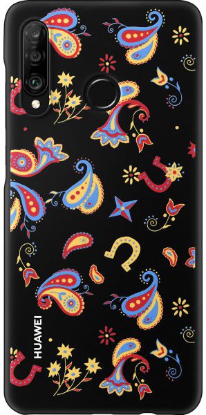 Originele Huawei P30 Lite PC Hoesje Floral Zwart afbeelding 1