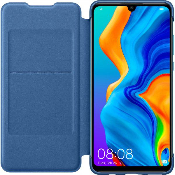 Originele Huawei P30 Lite Wallet Flip Hoesje Blauw afbeelding 1