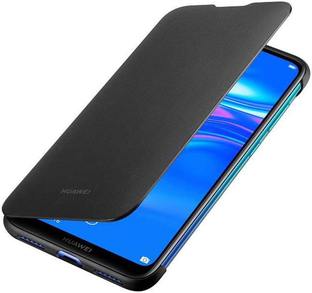 Originele Huawei Y7 (2019) Wallet Flip Hoesje Zwart afbeelding 1