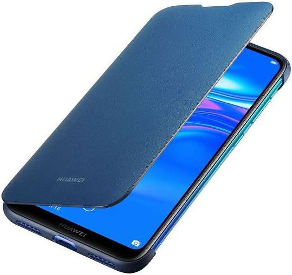 Originele Huawei Y7 (2019) Wallet Flip Hoesje Blauw afbeelding 1