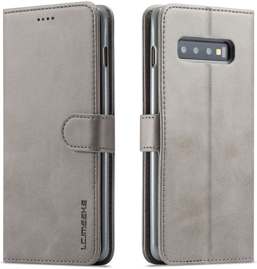 Samsung Galaxy S10 Retro Book Case Portemonnee Hoesje Grijs afbeelding 2